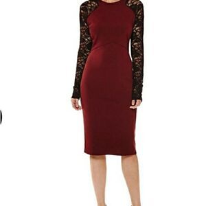Worthington Maroon Berry and Black Dress
